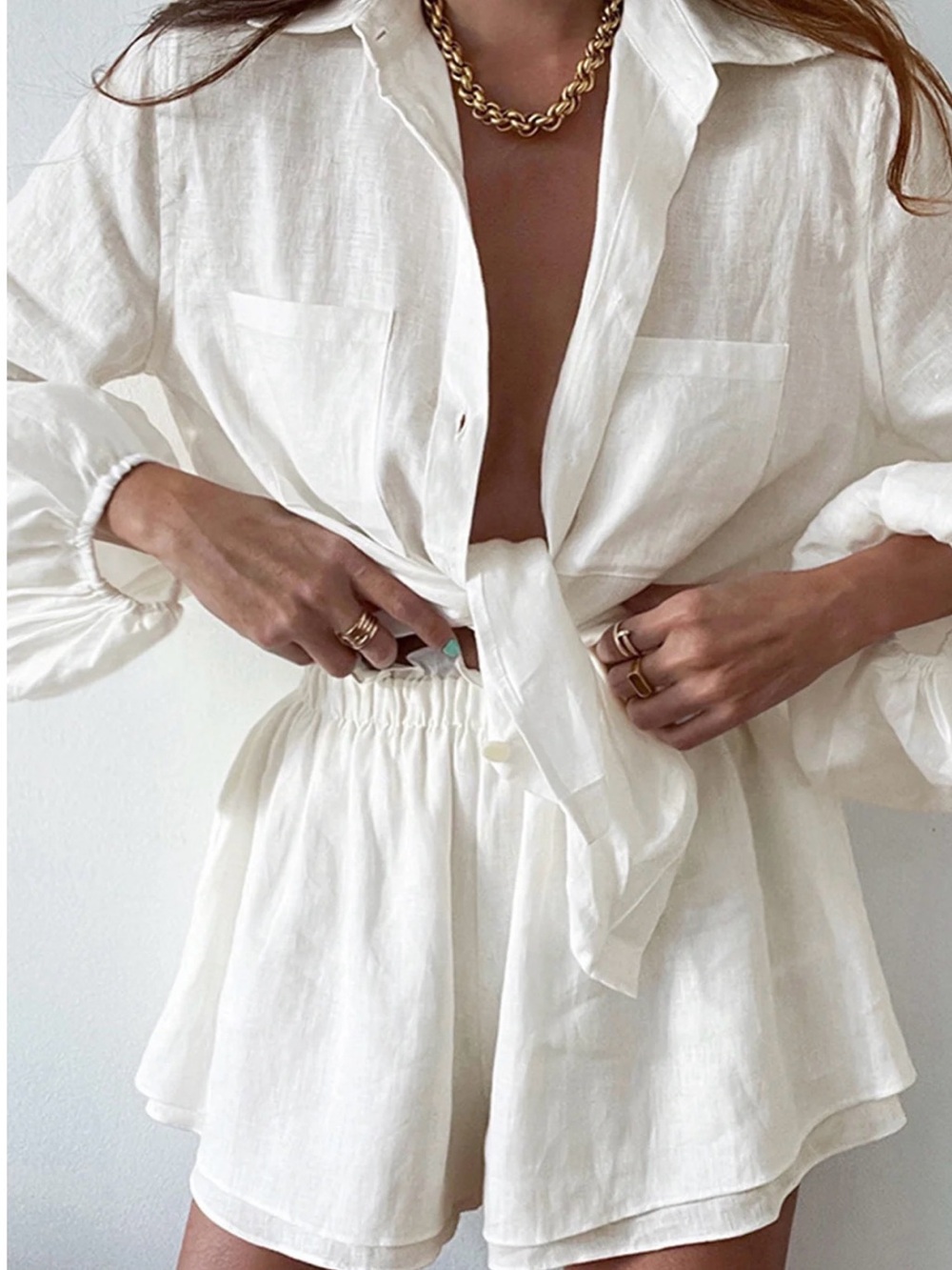 Commense Aegean Two Piece Double Lined Shorts Set White size XL